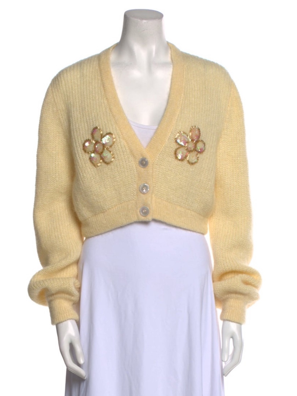 Alessandra Rich Yellow Embellished Cardigan